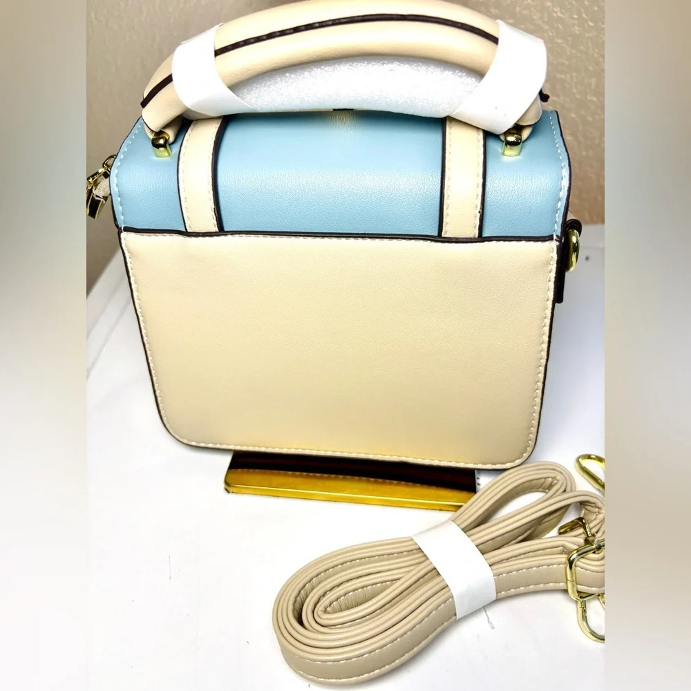 Chic Two-Tone Mini Satchel - Top Handle & Crossbody - Picture 6 of 16